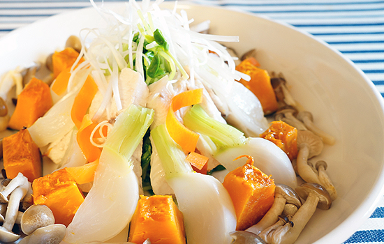 蒸しメカジキ温野菜添え