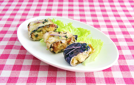 なすのめかじきはさみ揚げ