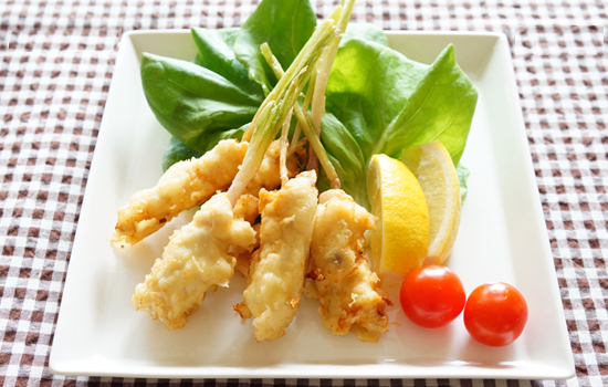 葉しょうがのメカジキ揚げ