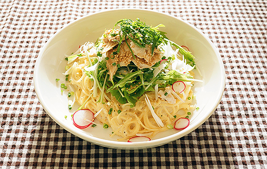 カジキの冷製ゴマだれパスタ