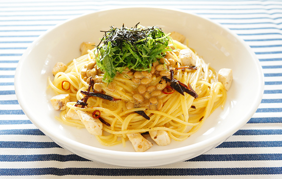 かじきの納豆パスタ
