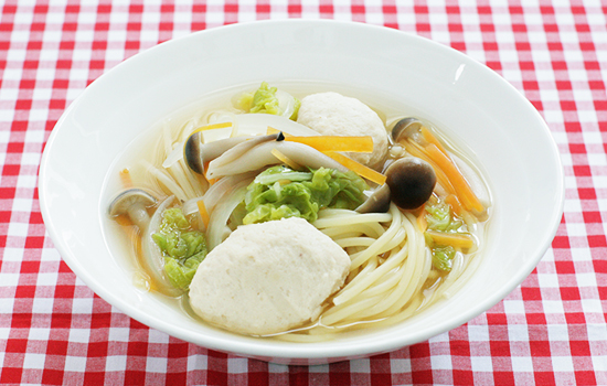 かじきクネルのスープパスタ