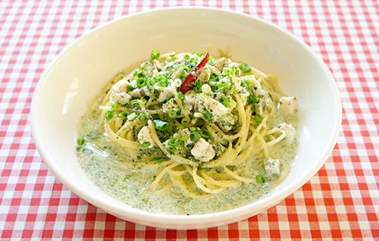 かじきと青のりのクリームパスタ