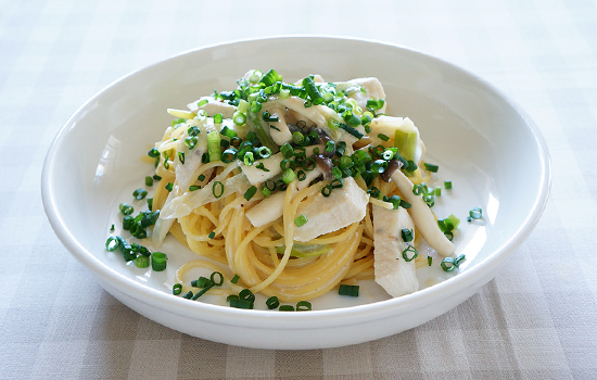 かじきとねぎの豆乳和風パスタ