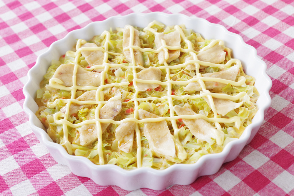 かじきの蒸しお好み焼き