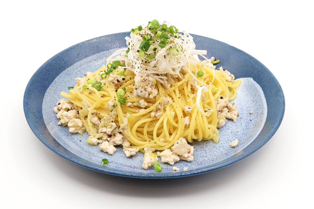 ひき肉風かじきのヘルシーパスタ