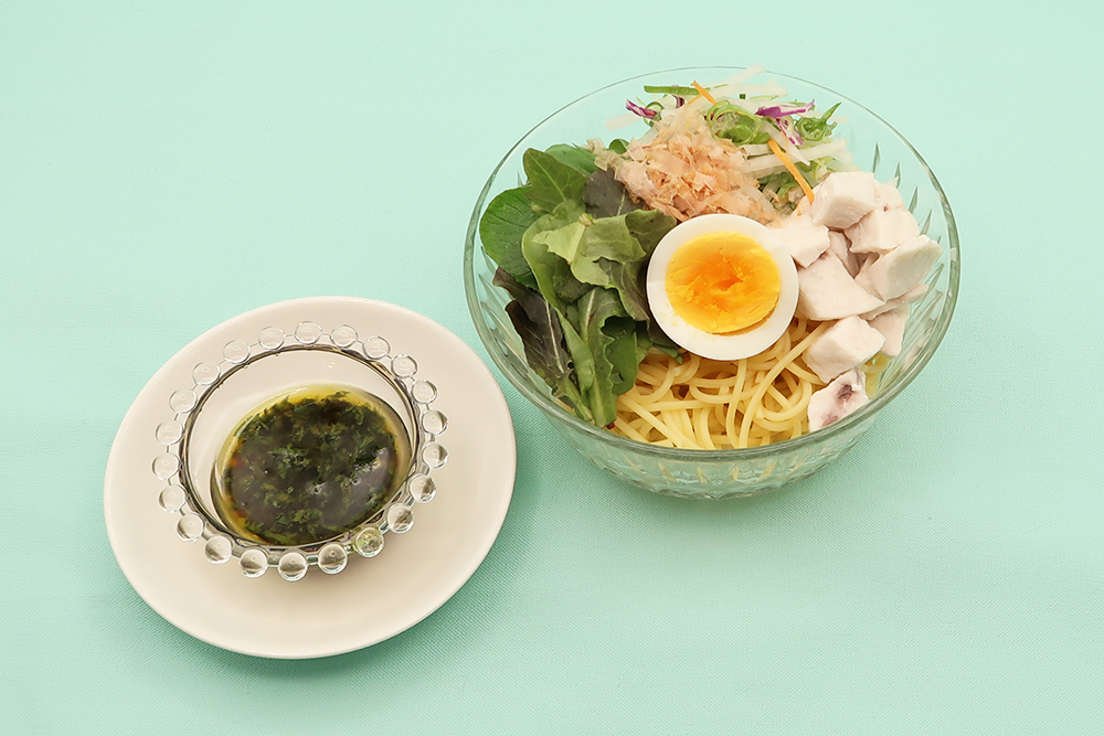 かじきとしそドレのパスタサラダ